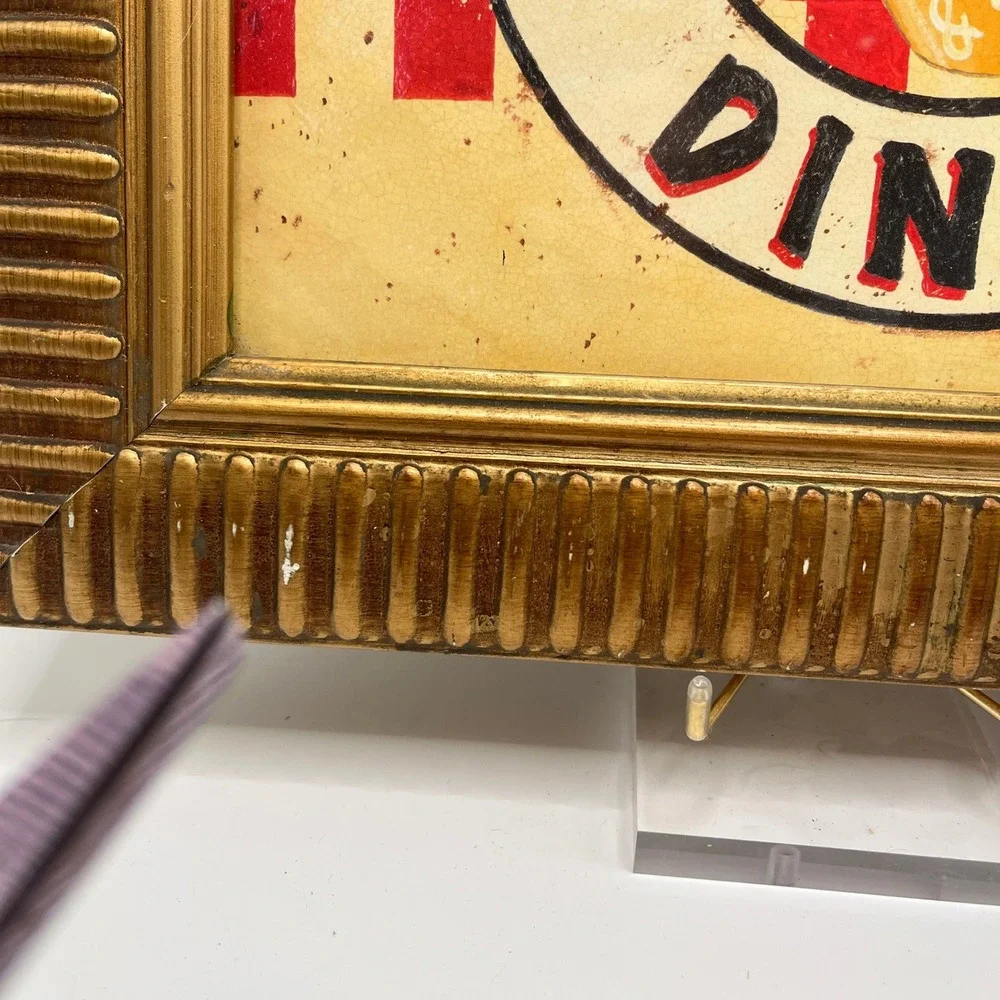 Vintage Rosies Diner Eat Here Framed Wall Art Gold Fluted Frame Retro Decor